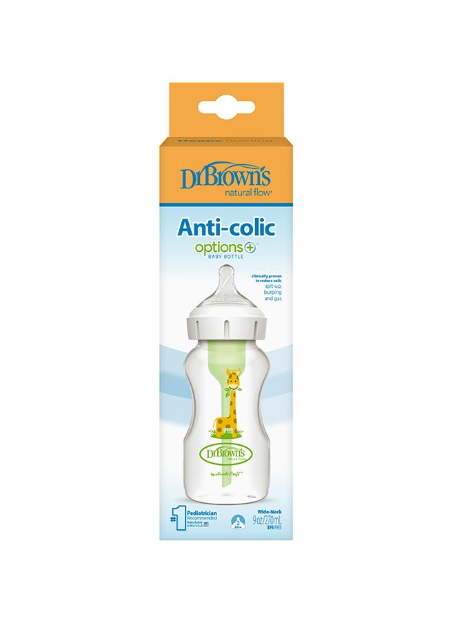 Dr. Brown’s 9 oz/270 mL PP W-N Anti-Colic Options+ Baby Bottle w/ L2 Nipple, Giraffe, 1-Pack - Image 3
