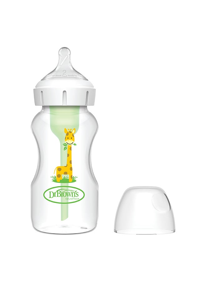 Dr. Brown’s 9 oz/270 mL PP W-N Anti-Colic Options+ Baby Bottle w/ L2 Nipple, Giraffe, 1-Pack - Image 1