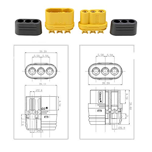 SoloGood 10 Pair Amass MR60 Connector Plug Female Male 3.5 Bullet Connector RC Battery Power Plugs with Sheath for Motor ESC Connection - Image 3