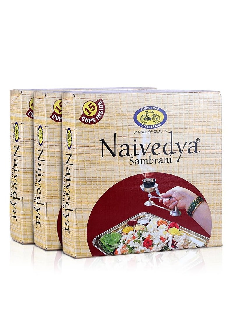 Cycle Pure Naivedya Sambrani Dhoop Cups for Pooja (45 pcs) | Havan Cups for Pooja, Home & Festivals | Natural Guggal Dhoop Original | Dhoop Cones | Pack of 3 (15 Cups/Pack + 1 Burner Plate/Pack) - Image 1