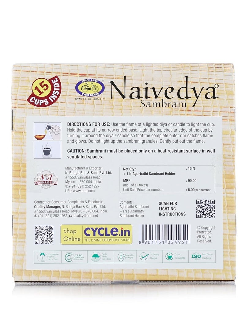 Cycle Pure Naivedya Sambrani Dhoop Cups for Pooja (45 pcs) | Havan Cups for Pooja, Home & Festivals | Natural Guggal Dhoop Original | Dhoop Cones | Pack of 3 (15 Cups/Pack + 1 Burner Plate/Pack) - Image 4