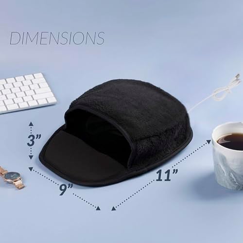 Holiberty USB Heated Mouse Pad Hand Warmer Ergonomic Heating Gaming Mouse Pad Mat with Wrist Rest for Office Home Computer Laptop Non-Slip Rubber Small Desk Mousepad Christmas Winter Warm Gift - Image 4