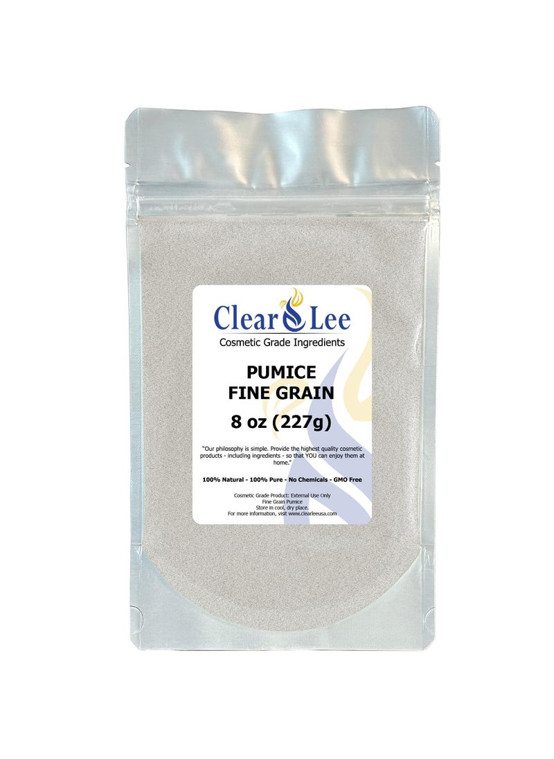 ClearLee - ClearLee Cosmetic Grade Pumice - 100% Pure Natural Grain/Powder - Great For Skin Exfoliation in DIY Soaps, Masks, Scrubs for Face, Body, Foot (8oz, Fine Grain) - Image 1
