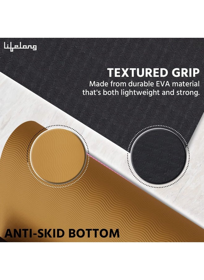 Lifelong Lifelong Dual Color EVA Material Yoga Mat for Women & Men|6mm Anti-Slip Yoga Mat for Gym Workout Exercise Mat for Home Gym|Yoga Exercise (6 Months Manufacturer's Warranty, LLYM223, Black & Orange)  - Image 4