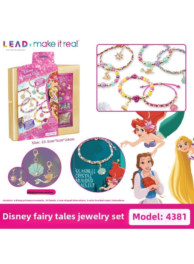 Meiyirui Make It Real Bracelet DIY Hand Beaded Worker Gift Girl Jewelry Swarovski Joint Name-Color:Disney Princess Fairy Tale Jewelry Set - Image 1