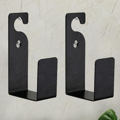 Garbnoire Durable Heavy Duty MS Garden Pipe Stand | Wall Mounted Watering Hose Holder | Portable Irrigation Hose Hanger | Garden Pipe Holder Hook in Black (L Shape Pipe Hanger, Pack of 2) - Image 1