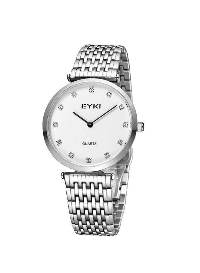 Eyki Men's Watch Simple Casual Stainless Steel Waterproof Quartz Wristwatch 36mm Small Dial Silver Color for Business & Daily Use Gift for Men - Image 1