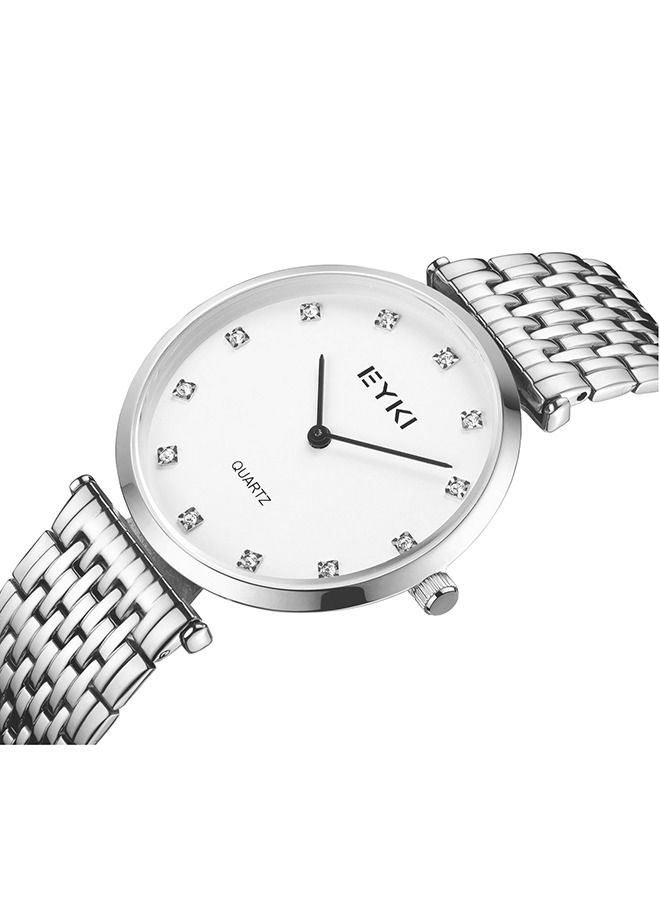 Eyki Men's Watch Simple Casual Stainless Steel Waterproof Quartz Wristwatch 36mm Small Dial Silver Color for Business & Daily Use Gift for Men - Image 2