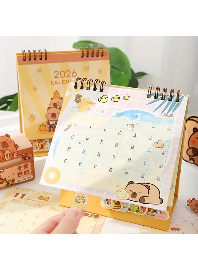 2026 Capybara Taiwan Calendar Desk Organizer Monthly View Pastel Colors Compact Office Decor Home Workspace Durable Cover Mini Calendar Stationery Collectors Cute Animal Design Desk Accessory - Image 5