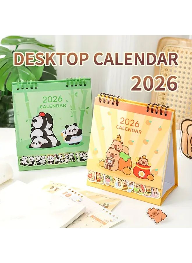 2026 Capybara Taiwan Calendar Desk Organizer Monthly View Pastel Colors Compact Office Decor Home Workspace Durable Cover Mini Calendar Stationery Collectors Cute Animal Design Desk Accessory - Image 1