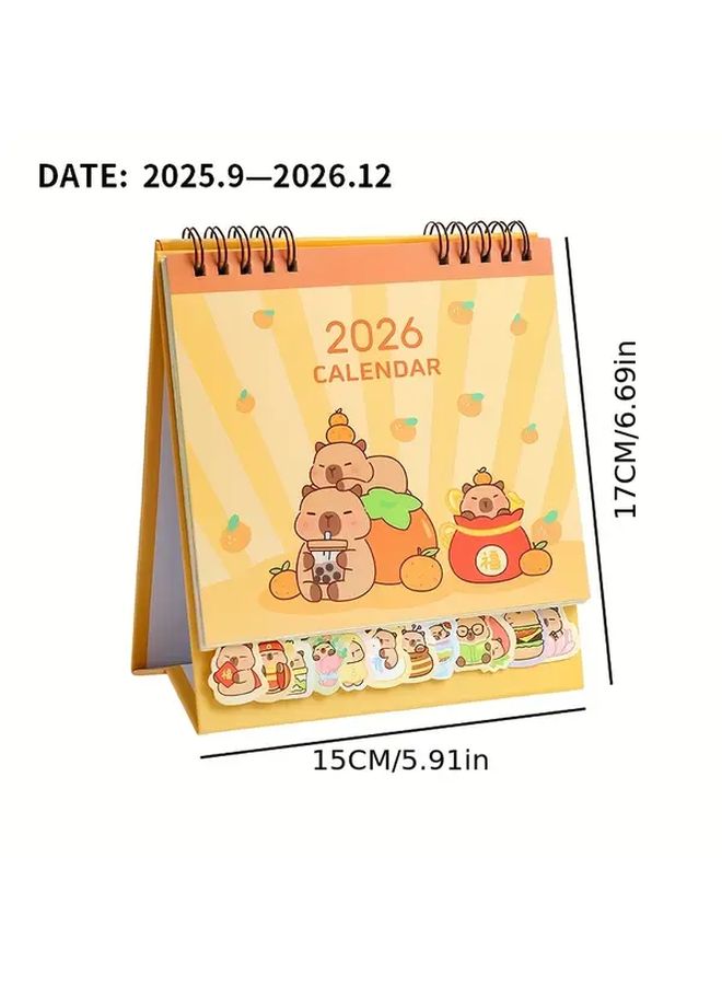 2026 Capybara Taiwan Calendar Desk Organizer Monthly View Pastel Colors Compact Office Decor Home Workspace Durable Cover Mini Calendar Stationery Collectors Cute Animal Design Desk Accessory - Image 2