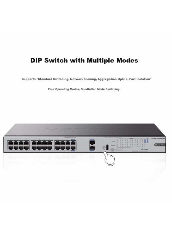 H3c Gigabit Poe Switch With 1m Ethernet Cable 24-port Power + 2 10g Optical Non-managed Enterprise Rack-mount Switch Network Splitter Power - Image 1