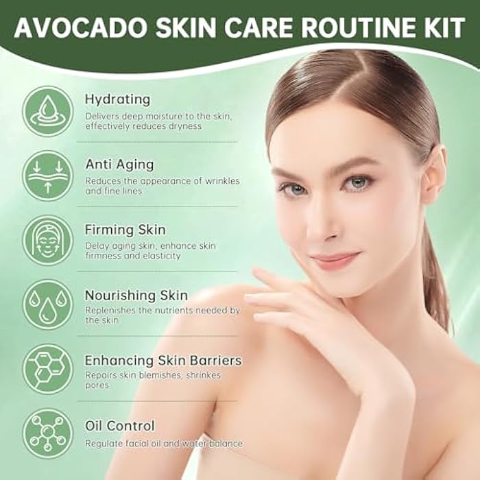 mopayzer Avocado Skin Care Set, Skincare Gifts Kits For Hydrating Skin, Anti Aging Facial Kit For Women With Facial Cleanser, Toner, Face Serum, Lotion, Face Cream, Eye Cream. (6 Pieces) - Image 5