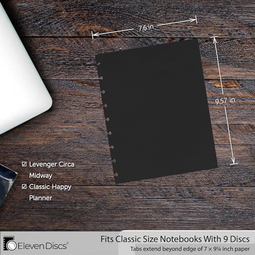 Eleven Discs Classic Size Black Discbound Notebook Poly Covers, Compatible with Circa Midway & Classic Happy Planner (Set of 5) - Image 5