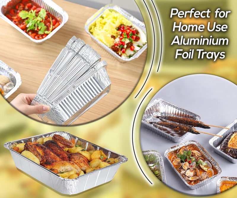 V4L Food Storage Disposable Aluminium Foil Containers with Lid for Takeaway Fast Food Packaging Size 750 ml Pack of 100 - Image 3