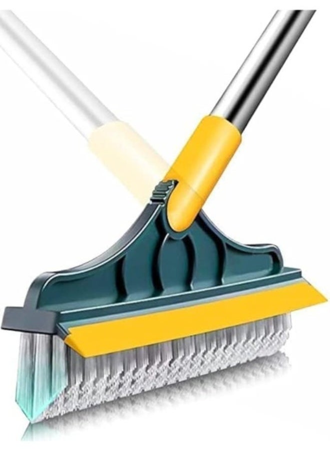 2-in-1 Floor Cleaning Brush with Triangular Design and Mop Pad – Floor Scrubber with Long Stainless Steel Handle – Tile and Bathroom Brush for Reaching Tight Corners - Image 1