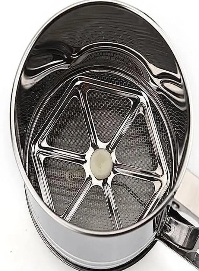 DORLANK Manual Flour Sifter Home and Kitchen Manual Mesh Flour Sugar Powder Stainless Steel Hand Sifter Sieve Cup Baking Tool Atta chhani Hand Press Design Corrosion Resistant Large Capacity - Image 1