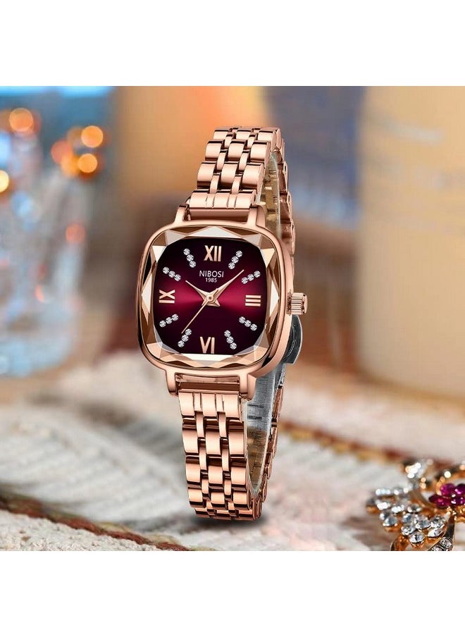 NIBOSI - NIBOSI Women Watches Analog Rose Gold Square Dial and Band Women's Stainless Steel Watch for Girls&Miss&Ladies Diamond Studded with Stylish Watches Waterproof - Image 1