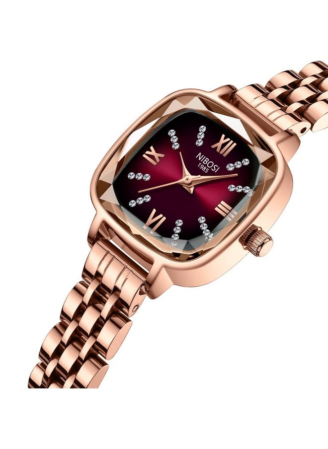 NIBOSI - NIBOSI Women Watches Analog Rose Gold Square Dial and Band Women's Stainless Steel Watch for Girls&Miss&Ladies Diamond Studded with Stylish Watches Waterproof - Image 1