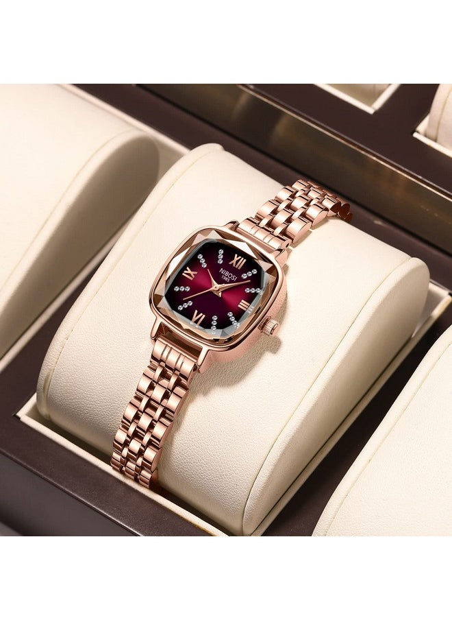 NIBOSI - NIBOSI Women Watches Analog Rose Gold Square Dial and Band Women's Stainless Steel Watch for Girls&Miss&Ladies Diamond Studded with Stylish Watches Waterproof - Image 1