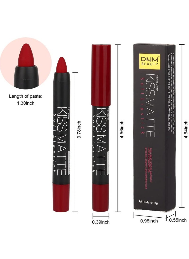 3Pcs Dark Ruby Deep Red Matte Lipstick and Lip Crayon Sticks Liner Pencil Set Red Matte Lip Liner and Liquid Stay on Lipstick 10&11&18