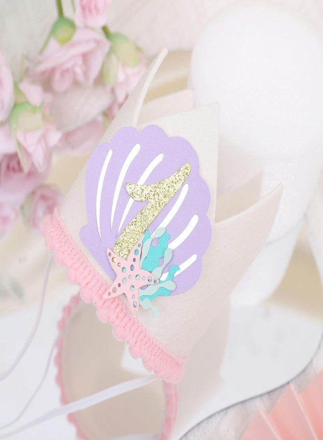 HIKLO Mermaid 1st Birthday Crown - Under the Sea Party Crown for 1st Birthday Girl, Mermaid First Birthday Party Decoration, Whimsical Mermaid Cake Smash Photo Props - Image 5
