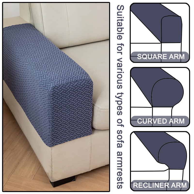 Stlemiko Couch Sofa Arm Chair Covers Set of 2 Polyester Stretch Arm Rest Covers for Sofa Recliner Chair Arm Covers Protectors with Twist Pins (Gray,M) - Image 5
