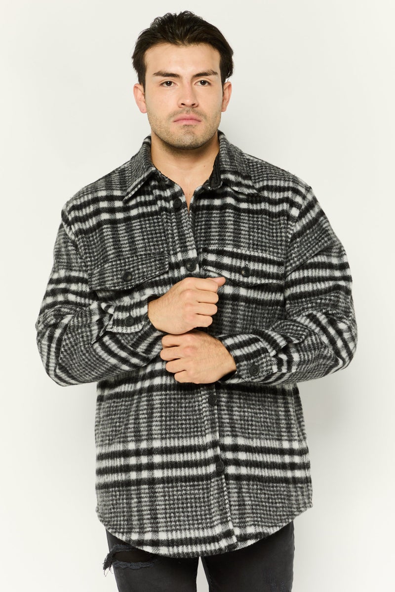 GANT Men Plaid Jacket Shirt, Black - Image 1