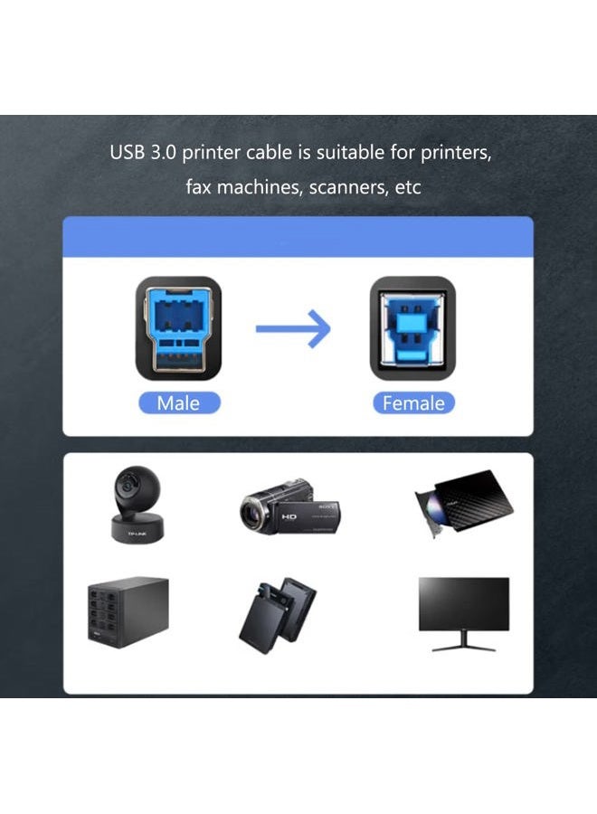 Traovien USB 3.0 Printer Cable, USB 3.0 Type A Male to Type B Male Plug 90 Degree High Speed Printer for Printer,Monitor,External Hard Drivers,Scanner - 50cm/1.5Ft (3.0 A to B Down Angle) - Image 4