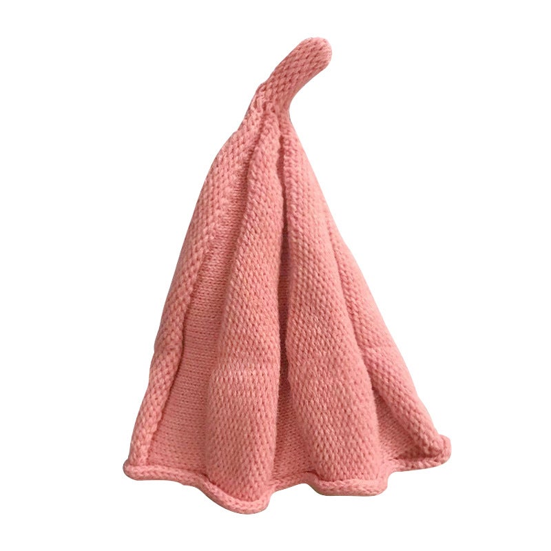 Cute Flower Knit Baby Cap with Twisted Top Watermelon red