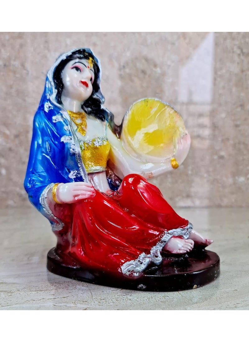 ESPLANADE ESPLANADE Resin Rajasthani Punjabi Musical Folks Showpiece Figurine Sculpture Set of 2 Decorative Items Home Decor RedMulticolour 66 Inches  - Image 4