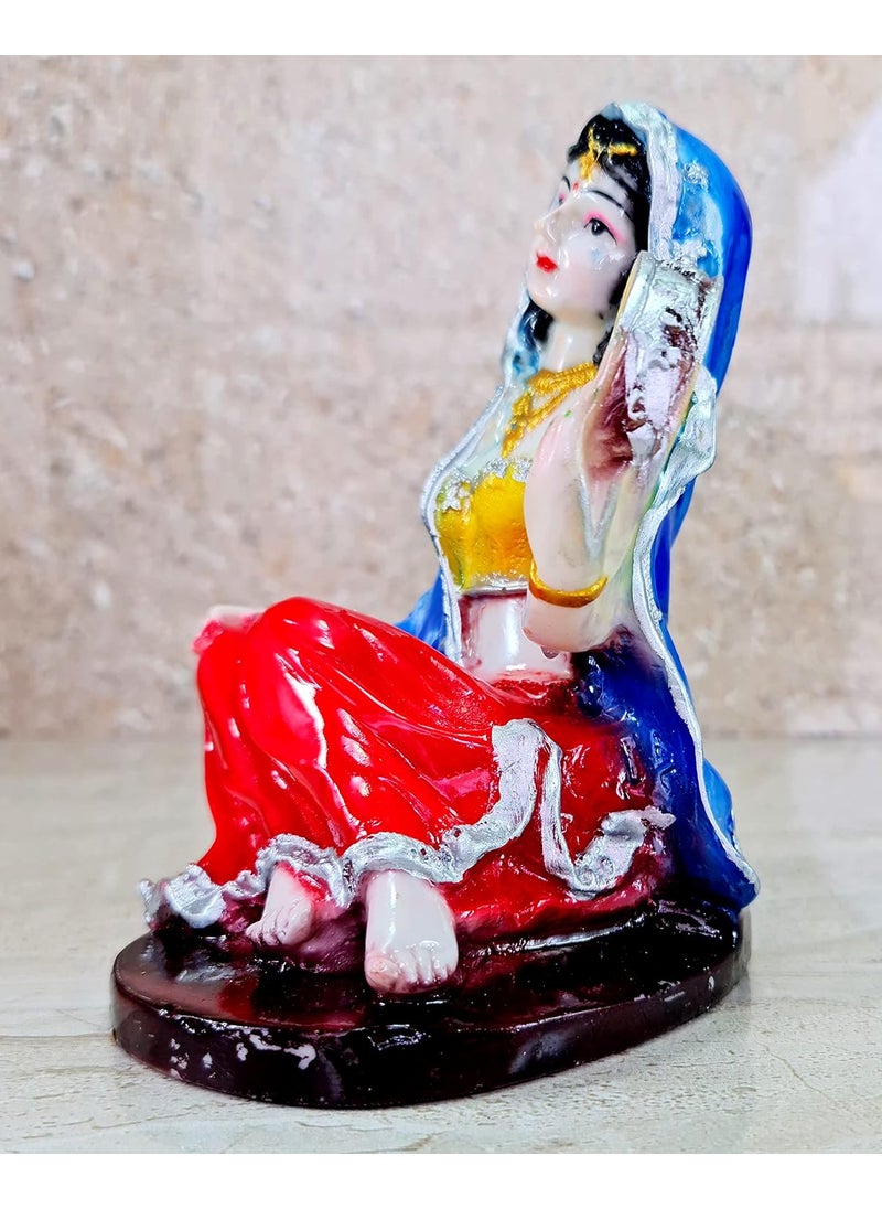 ESPLANADE ESPLANADE Resin Rajasthani Punjabi Musical Folks Showpiece Figurine Sculpture Set of 2 Decorative Items Home Decor RedMulticolour 66 Inches  - Image 5