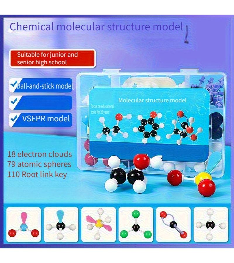 Chemical Molecular Structure Demonstration Model Set 135pcs L-2 Atom Balls Bonds Tool - Image 1
