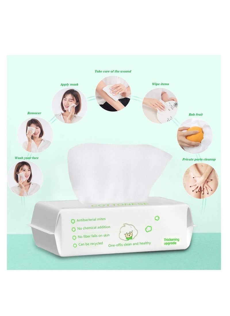 Generic Disposable Face Towel, 100 Counts Facial Cotton Tissue Pure Cotton Dry Wipes Soft Makeup Remover Towel for Sensitive Skin Portable Face Wipesbaby Wipesfacial Wipes Cleansing Wipesremovable  - Image 4