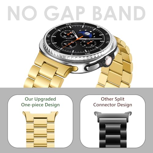 WINGLE Stainless Steel Bands for Galaxy Watch 8 Band Samsung Galaxy Watch 8 Classic Band 46mm 44mm 40mm Men Rugged Metal Strap Classy Elegant Casual Business Bracelet Galaxy Watch8/ 8 Classic, Gold - Image 4