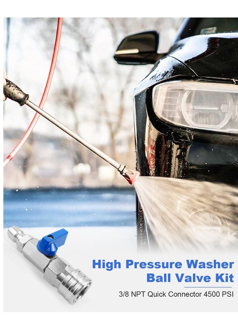 KASTWAVE Heavy Duty High Pressure Washer Ball Valve Kit 3/8 NPT Quick Connector 4500 PSI for Power Washer Hose Control Water Flow Switch with Raw Material Belt - Image 2