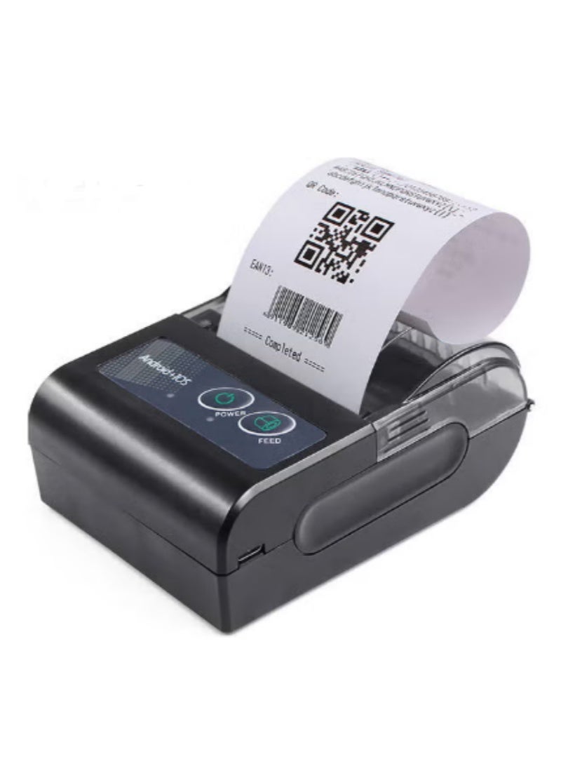 طابعة إيصالات حرارية لاسلكية محمولة صغيرة، تدعم USB وبلوتوث، لون أسود - Image 1