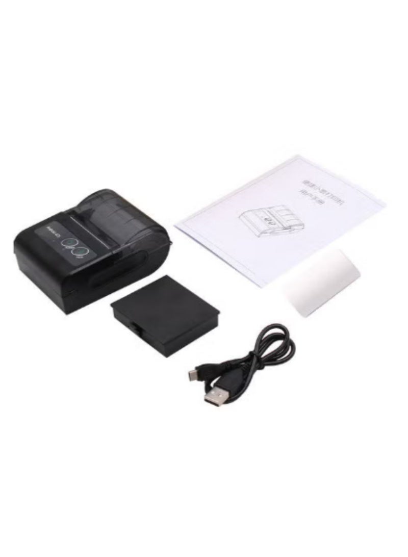 طابعة إيصالات حرارية لاسلكية محمولة صغيرة، تدعم USB وبلوتوث، لون أسود - Image 3