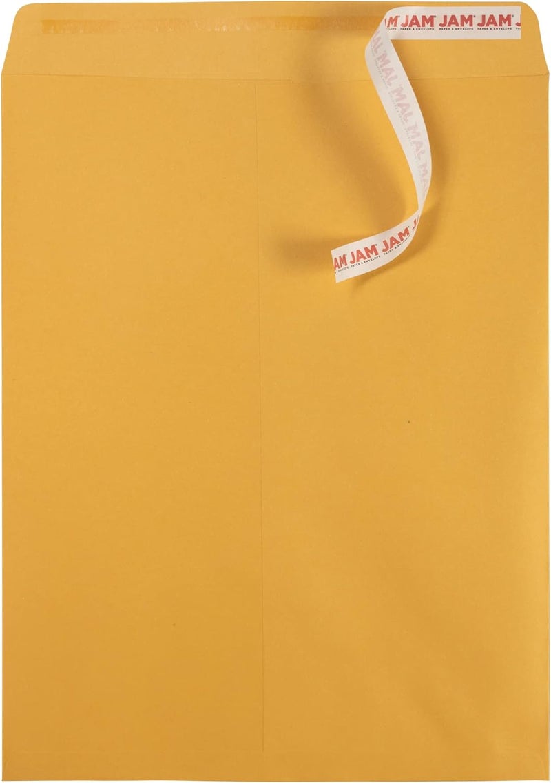JAM Paper 12 x 15 1/2 Open End Catalog Recycled Envelopes with Peel and Seal Closure - Brown Kraft - 50/Pack - Image 2