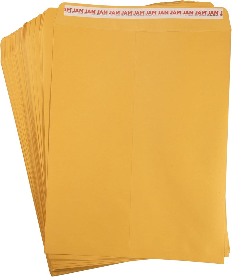 JAM Paper 12 x 15 1/2 Open End Catalog Recycled Envelopes with Peel and Seal Closure - Brown Kraft - 50/Pack - Image 5