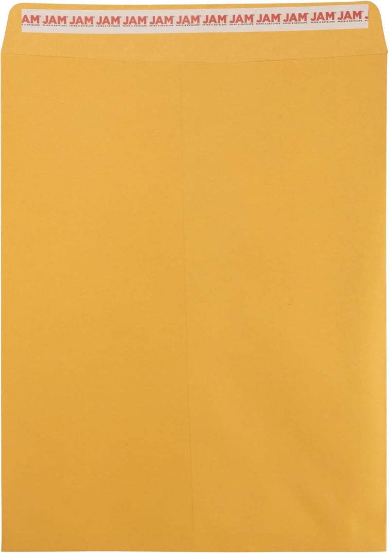 JAM Paper 12 x 15 1/2 Open End Catalog Recycled Envelopes with Peel and Seal Closure - Brown Kraft - 50/Pack - Image 1