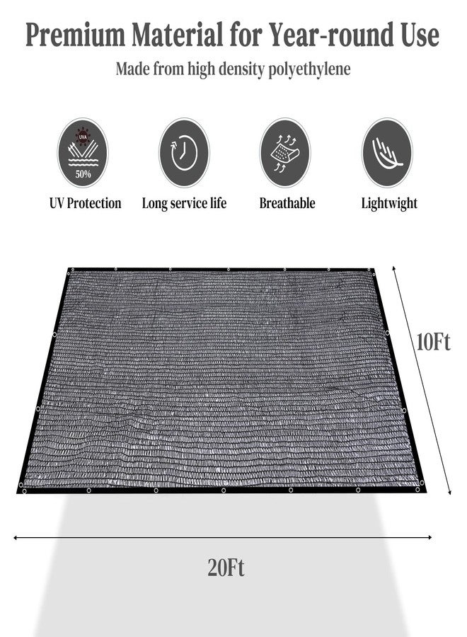 Winpull Garden 50% Shade Cloth, 10 x 20 FT Sun Shade Mesh Tarp with Reinforced Grommets, Durable HDPE Material Outdoor Shade Cloth for Plants, Greenhouse, Pergola and Backyard Patio Sunshade - Image 2