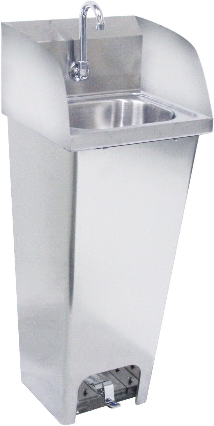 Krowne حوض يد كراون ميتال HS40 مع قاعدة مثبتة وحنفية عنق الإوز مع دواسات قدم وصنبور صابون - Image 1