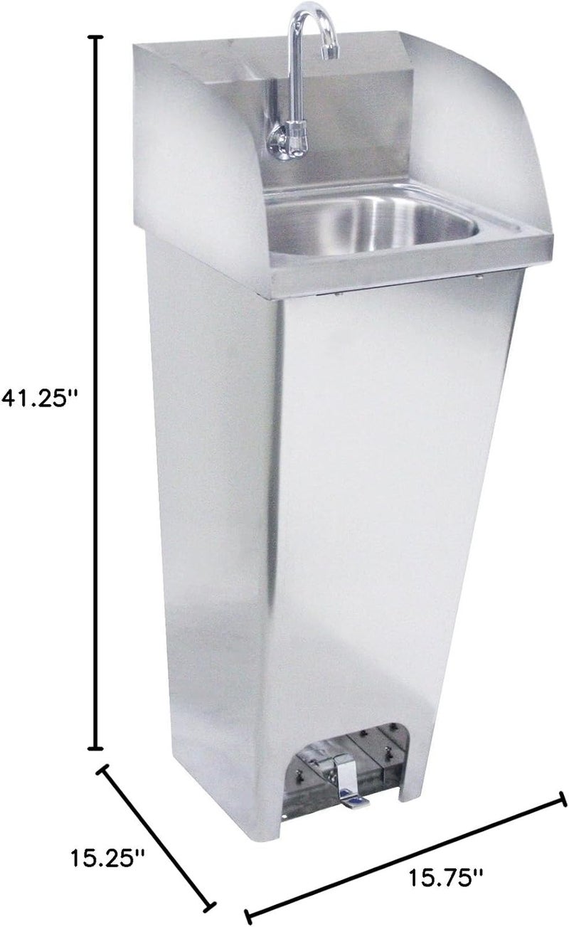 Krowne حوض يد كراون ميتال HS40 مع قاعدة مثبتة وحنفية عنق الإوز مع دواسات قدم وصنبور صابون - Image 2