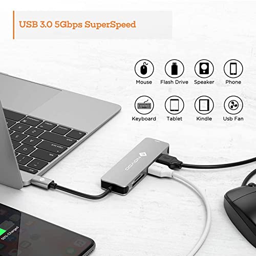 NOVOO 5 in1USB C Hub with HDMI 4K Adapter, 2 USB 3.0 Ports, 1 SD Memory Port, 1 microSD Card Reader for MacBook Pro 2019/2018, iMac 2017, Dark Grey (NVTCHD2USTGY-SJ) - Image 3