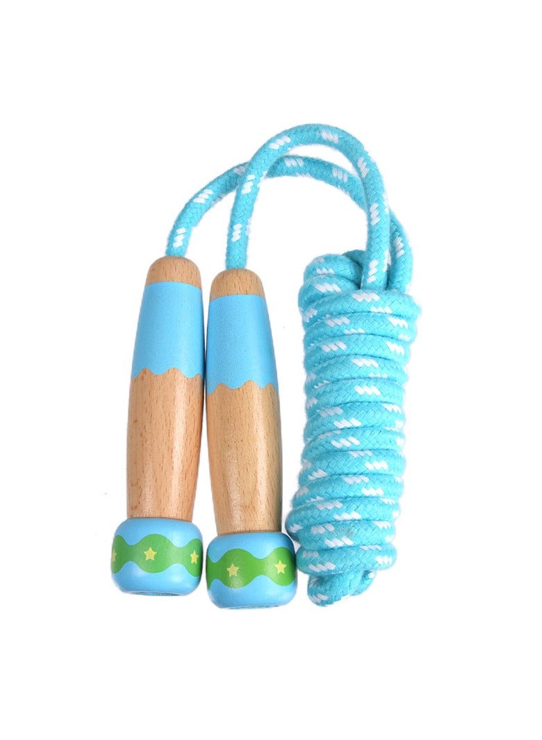Jump Rope for Kids Adjustable Cotton Skipping Rope with Wooden Handle - Image 1
