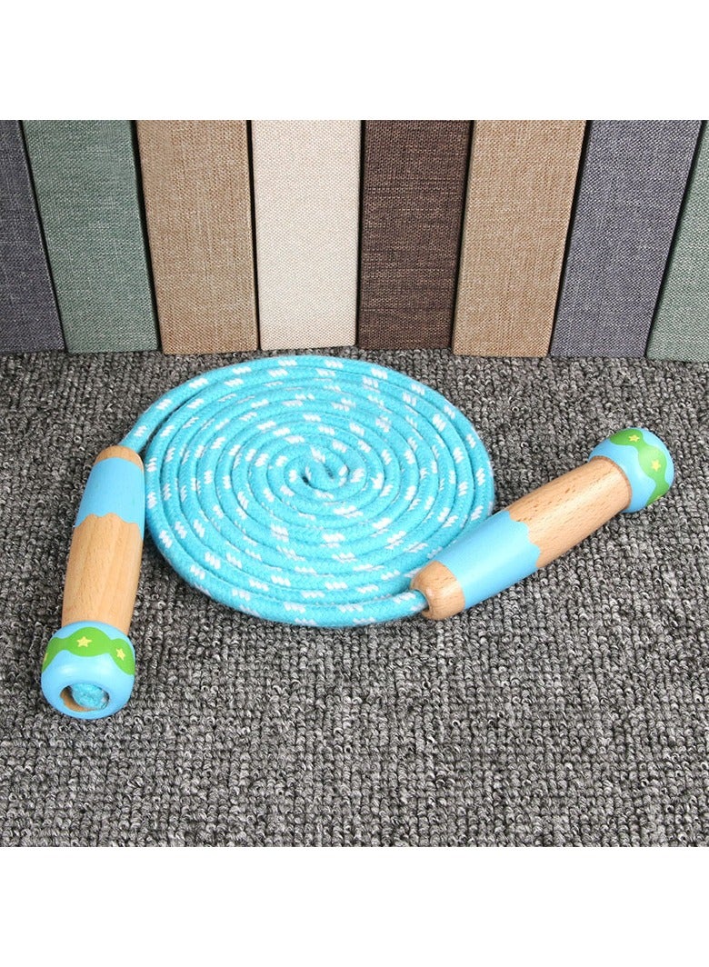 Jump Rope for Kids Adjustable Cotton Skipping Rope with Wooden Handle - Image 2