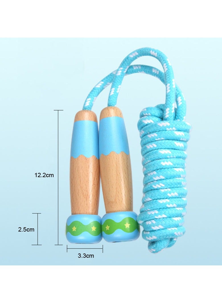 Jump Rope for Kids Adjustable Cotton Skipping Rope with Wooden Handle - Image 3