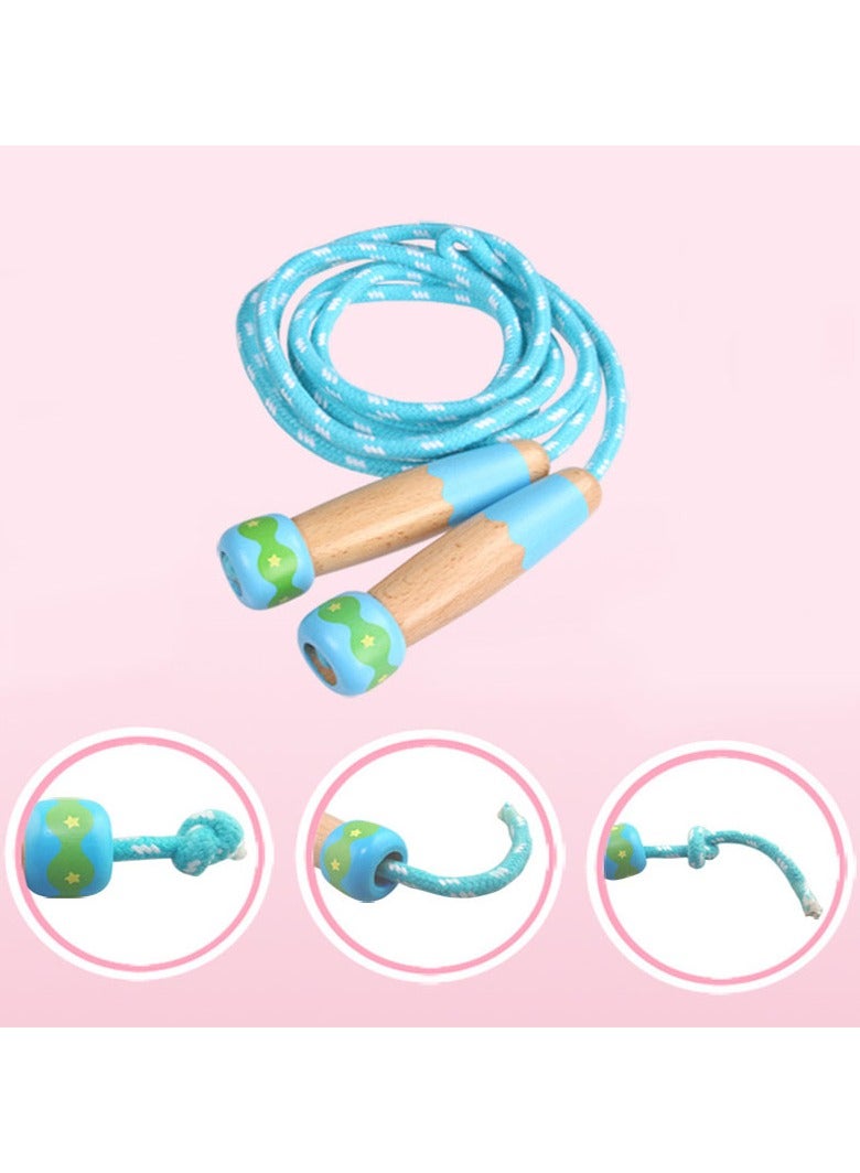 Jump Rope for Kids Adjustable Cotton Skipping Rope with Wooden Handle - Image 4