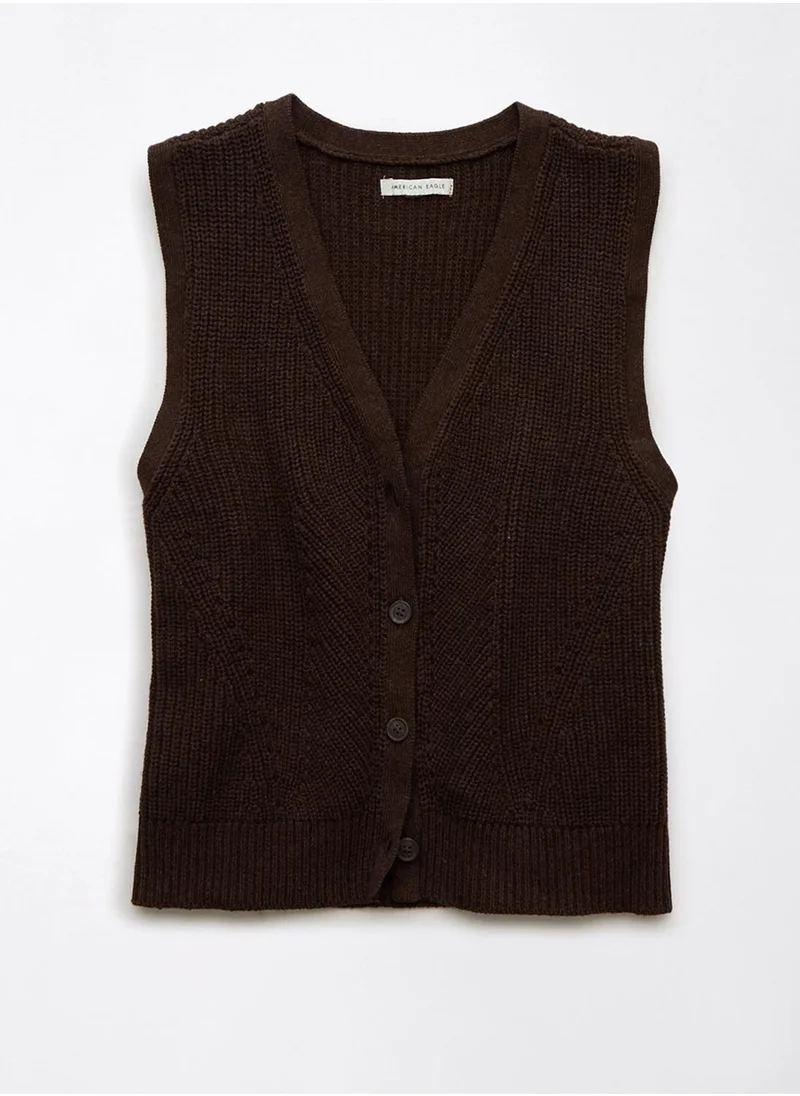امريكان ايجل Casual Button-Up Vest Sweater